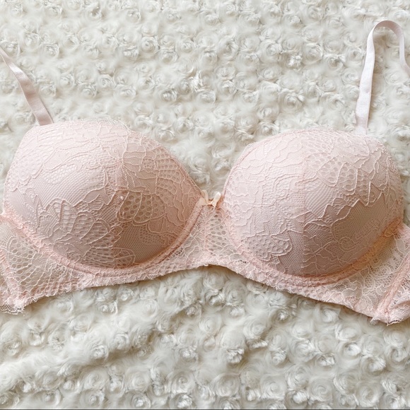NEW Adrienne Vittadini Studio Lace Padded Sexy Blush Pink Delicate Bra 38C - Picture 2 of 6